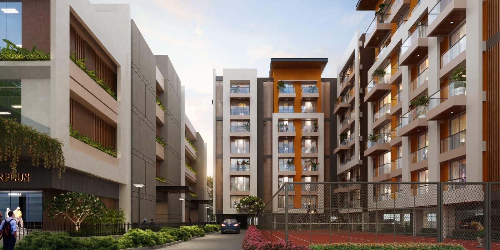 Priority Magnum, Taleigao — artist's impression: the internal street and the courts